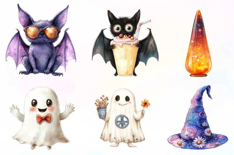 Cute Retro Halloween Clipart Bundle - CraftNest - Digital Crafting and Art