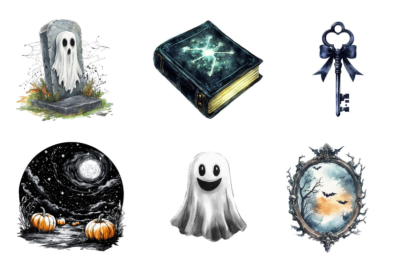 Black White Halloween Clipart Bundle - CraftNest - Digital Crafting and Art