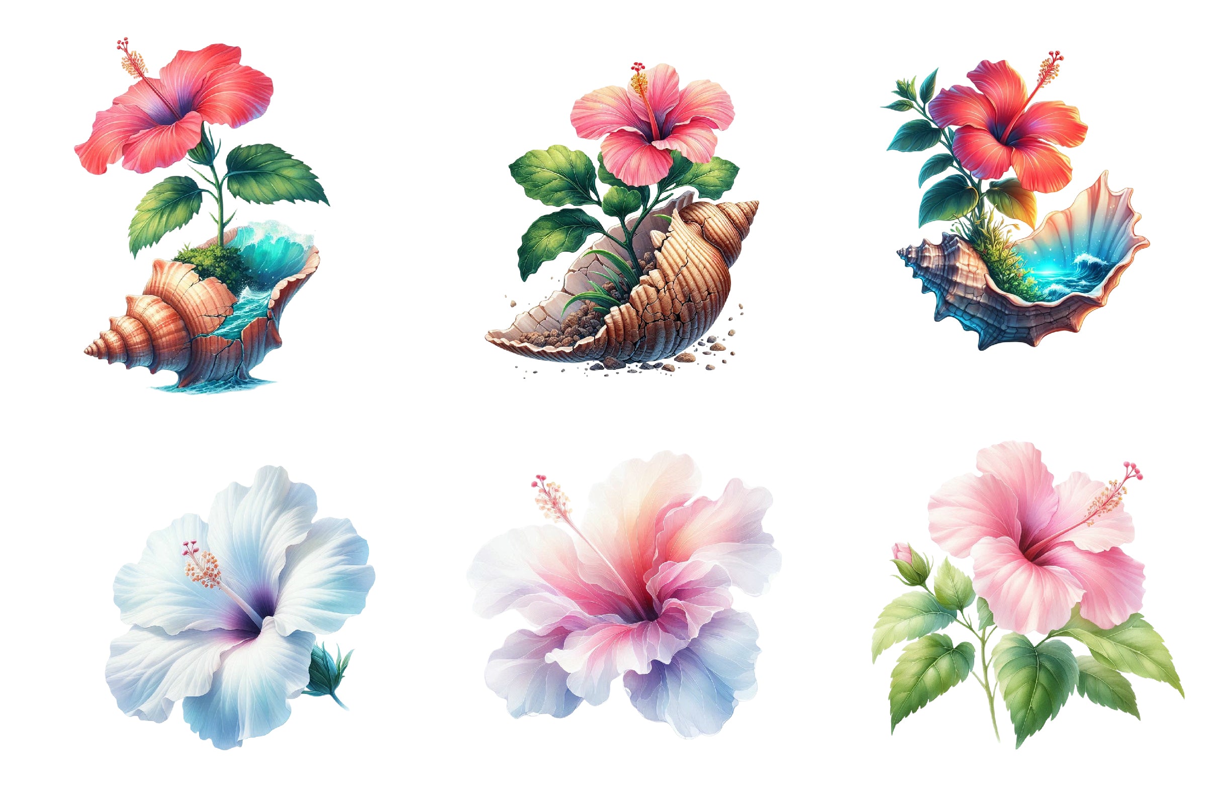 Hibiscus Flowers Clipart Bundle - CraftNest - Digital Crafting and Art