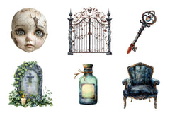 Antique Gothic Halloween Set Clipart Bundle - CraftNest - Digital Crafting and Art