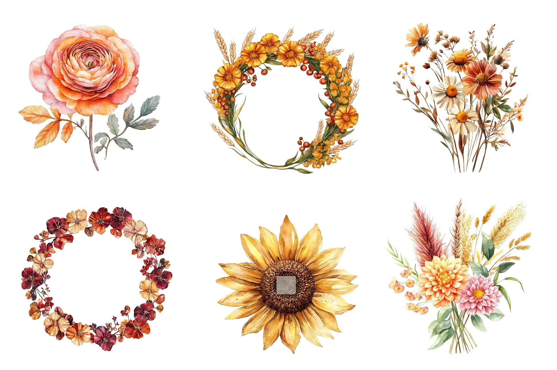Fall Flowers Clipart Bundle - CraftNest - Digital Crafting and Art