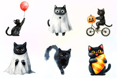 Funny Halloween Black Cat Clipart Bundle - CraftNest - Digital Crafting and Art