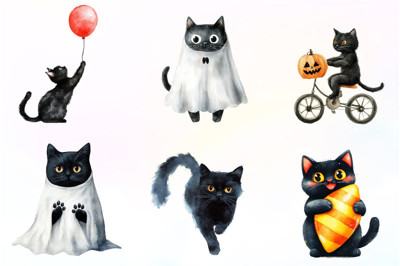 Funny Halloween Black Cat Clipart Bundle - CraftNest - Digital Crafting and Art