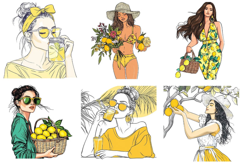 Summer Lemon Woman Clipart Bundle - CraftNest - Digital Crafting and Art