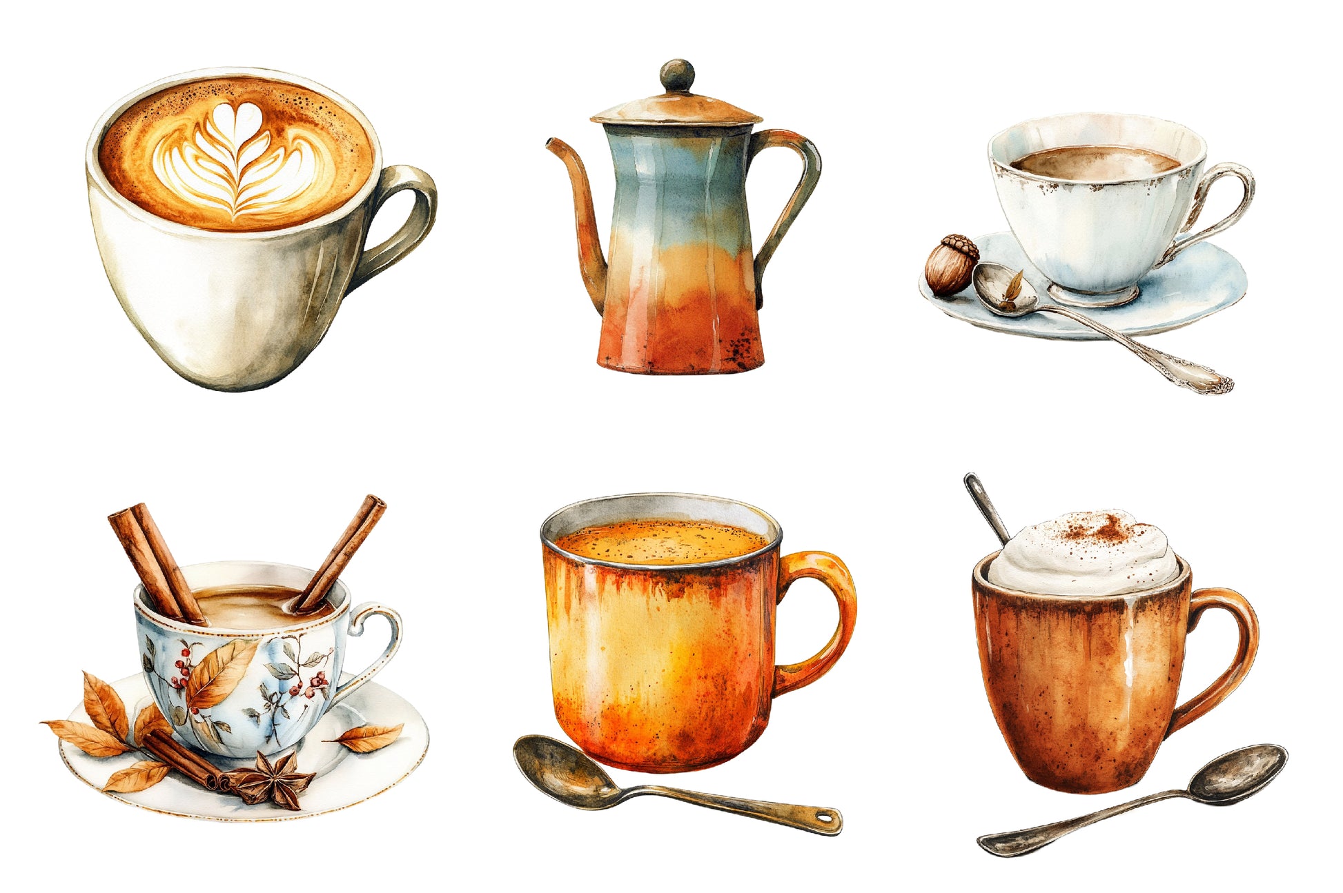 Vintage Autumn Coffee Clipart Bundle - CraftNest - Digital Crafting and Art