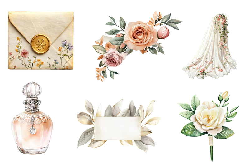 Antique Ivory Wedding Clipart Bundle - CraftNest - Digital Crafting and Art