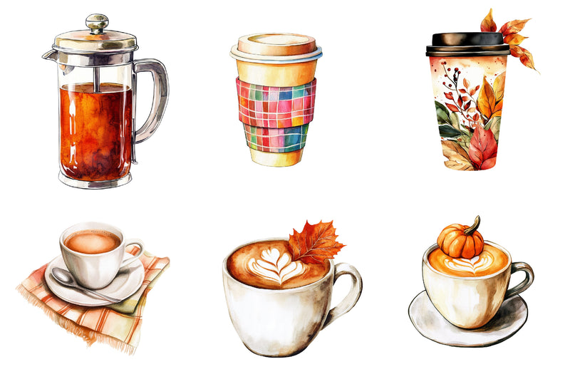 Cozy Autumn Coffee Clipart Bundle - CraftNest - Digital Crafting and Art