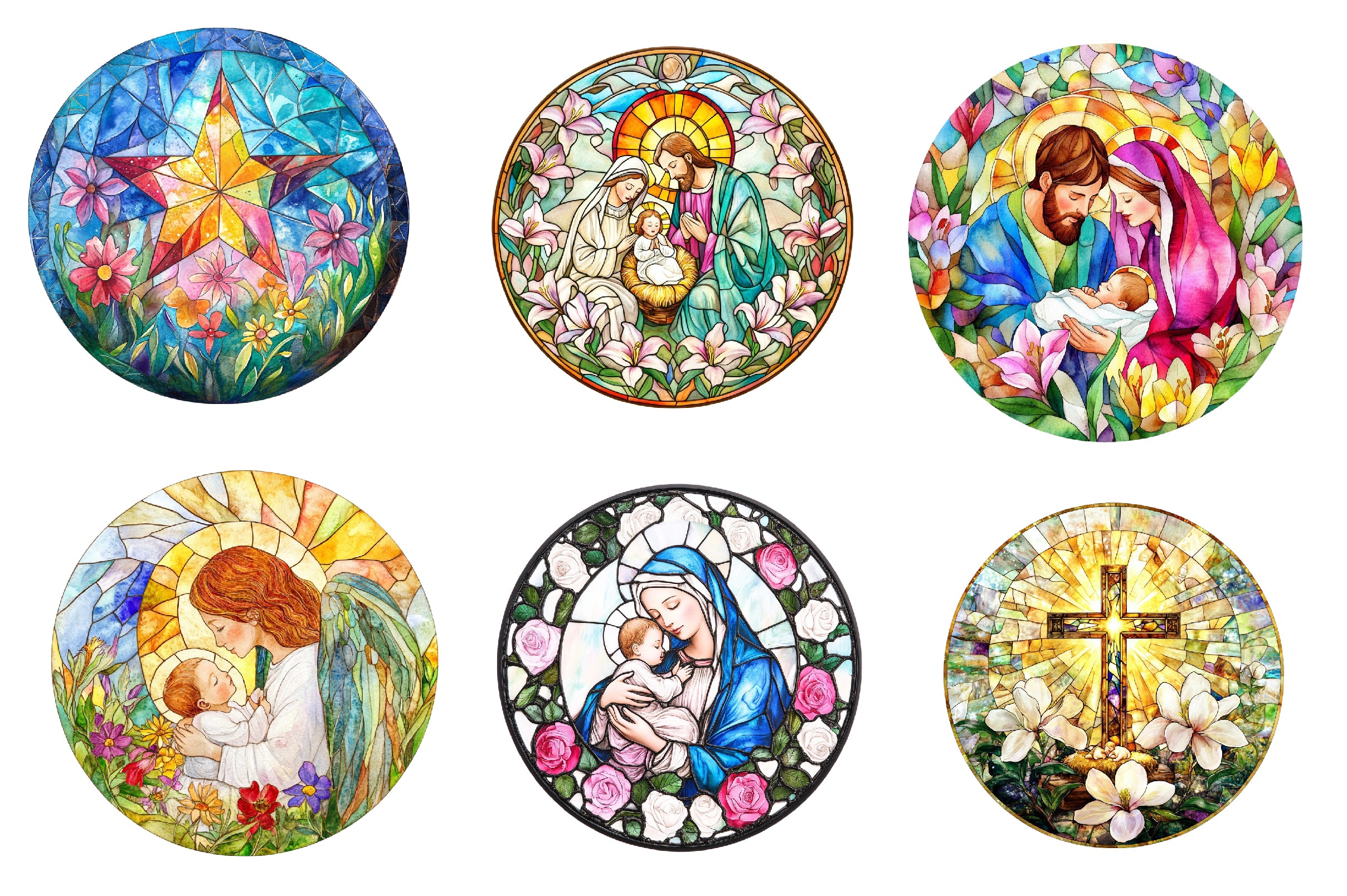 Round Stained Glass Spring Nativity Clipart Bundle - CraftNest - Digital Crafting and Art