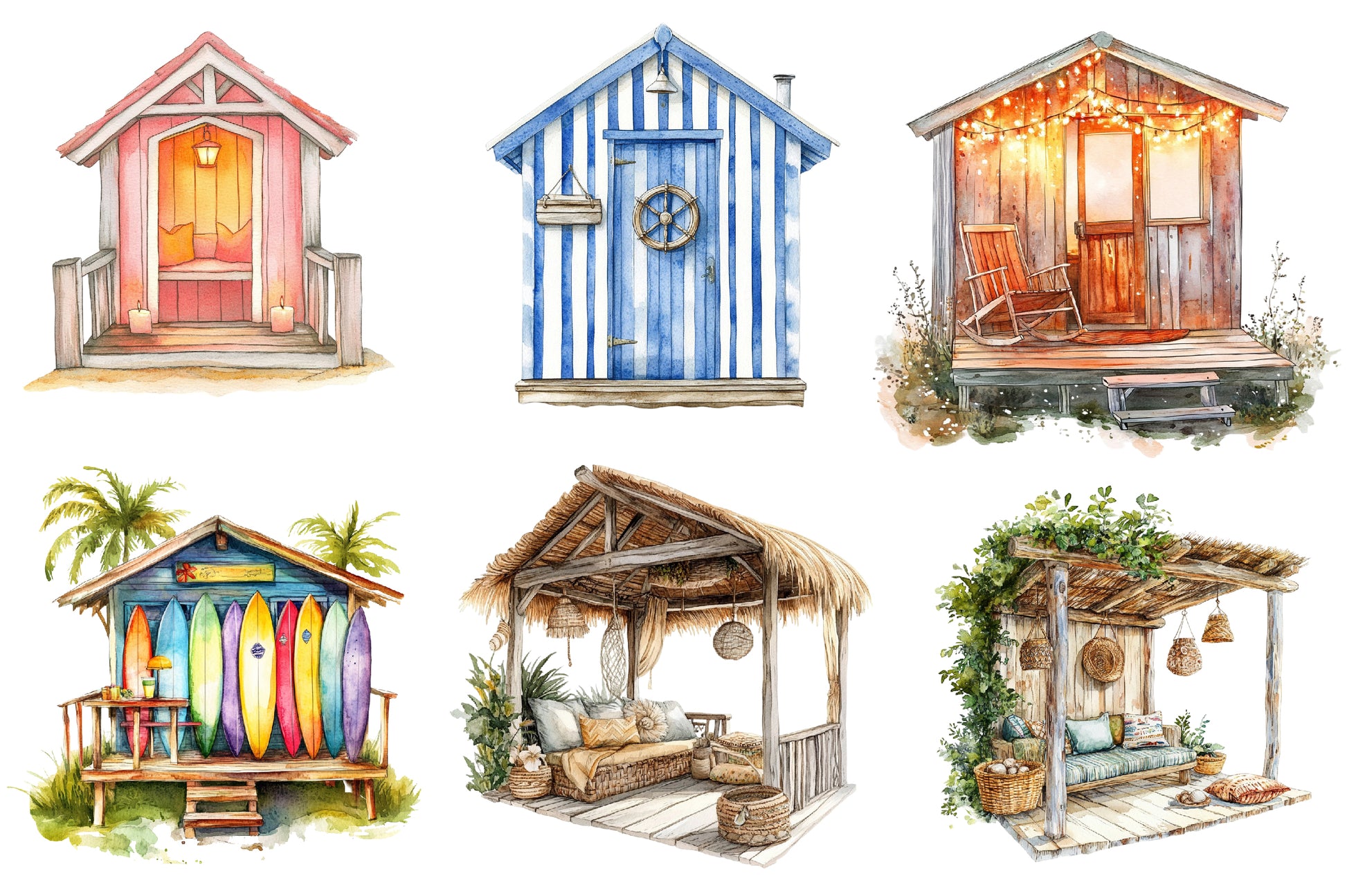 Summer Cozy Beach Hut Clipart Bundle - CraftNest - Digital Crafting and Art