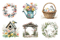 Spring Doves Garden Clipart Bundle - CraftNest - Digital Crafting and Art