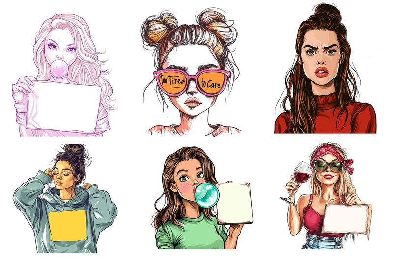 Sarcastic Funny Girl Clipart Bundle - CraftNest - Digital Crafting and Art