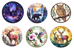 Round Stained Glass Forest Animals Clipart Bundle - CraftNest - Digital Crafting and Art