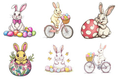 Retro Easter Bunny With Eggs Clipart Bundle - CraftNest - Digital Crafting and Art