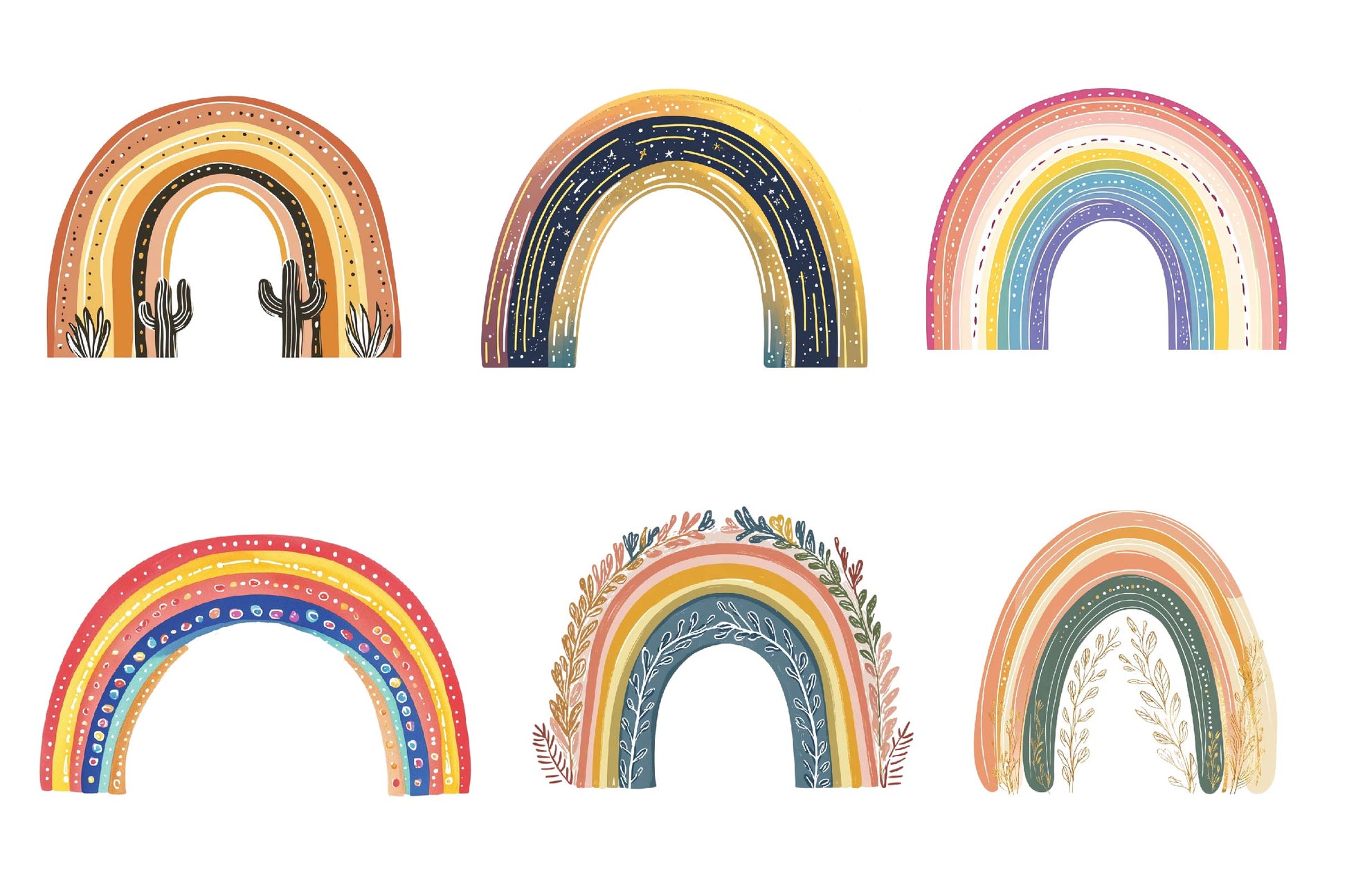 Boho Rainbow Clipart Bundle 1 - CraftNest - Digital Crafting and Art