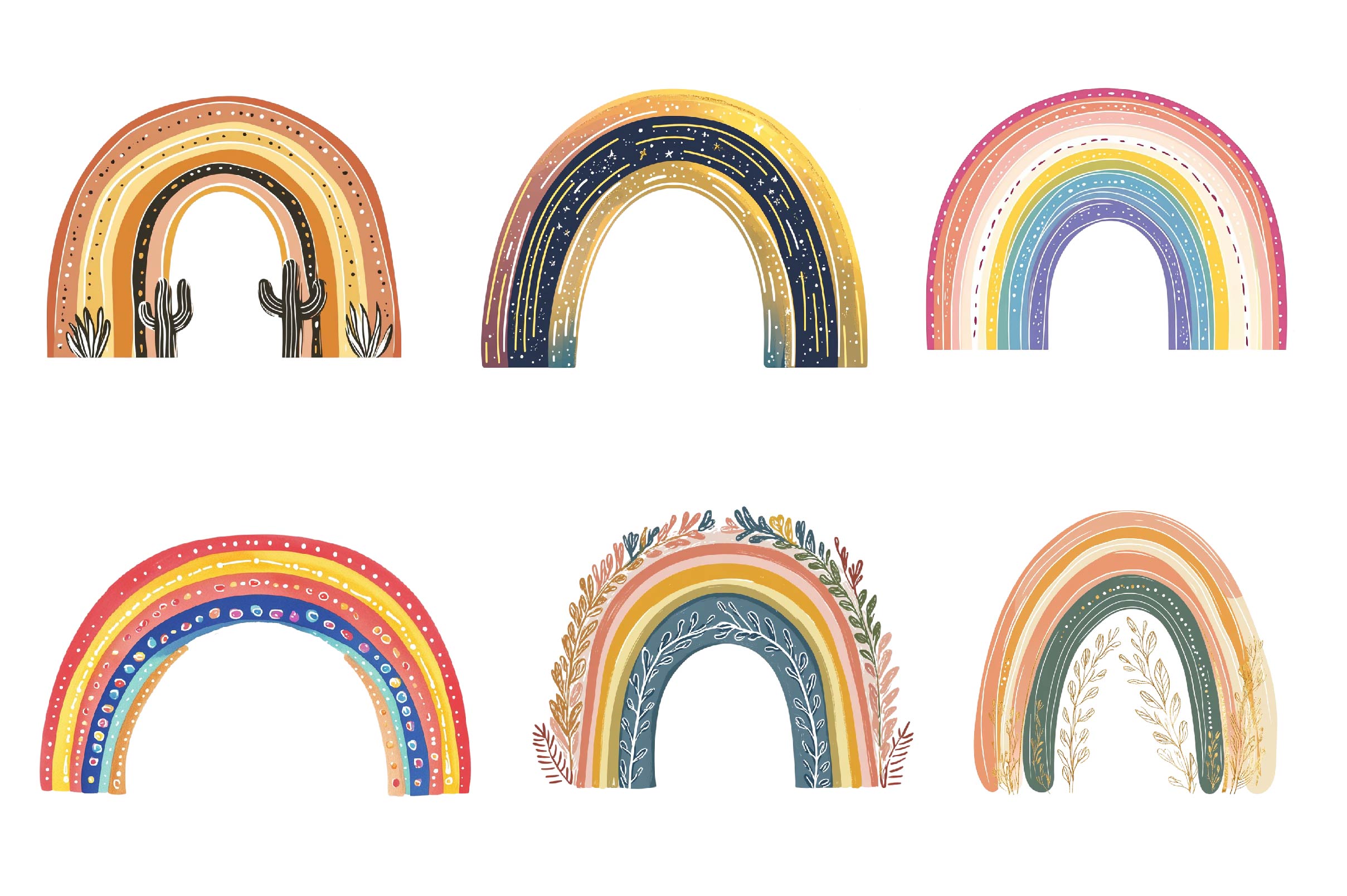 Boho Rainbow Clipart Bundle 1 - CraftNest - Digital Crafting and Art