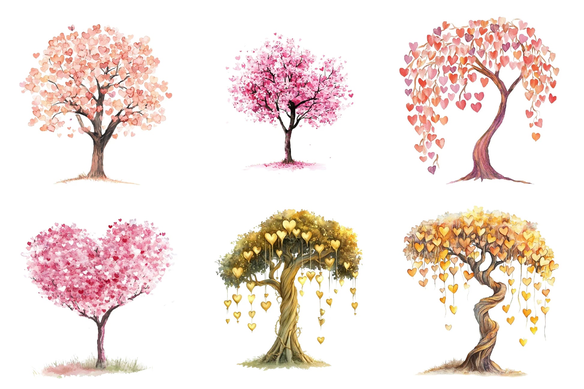 Spring Hearts Tree Clipart Bundle - CraftNest - Digital Crafting and Art