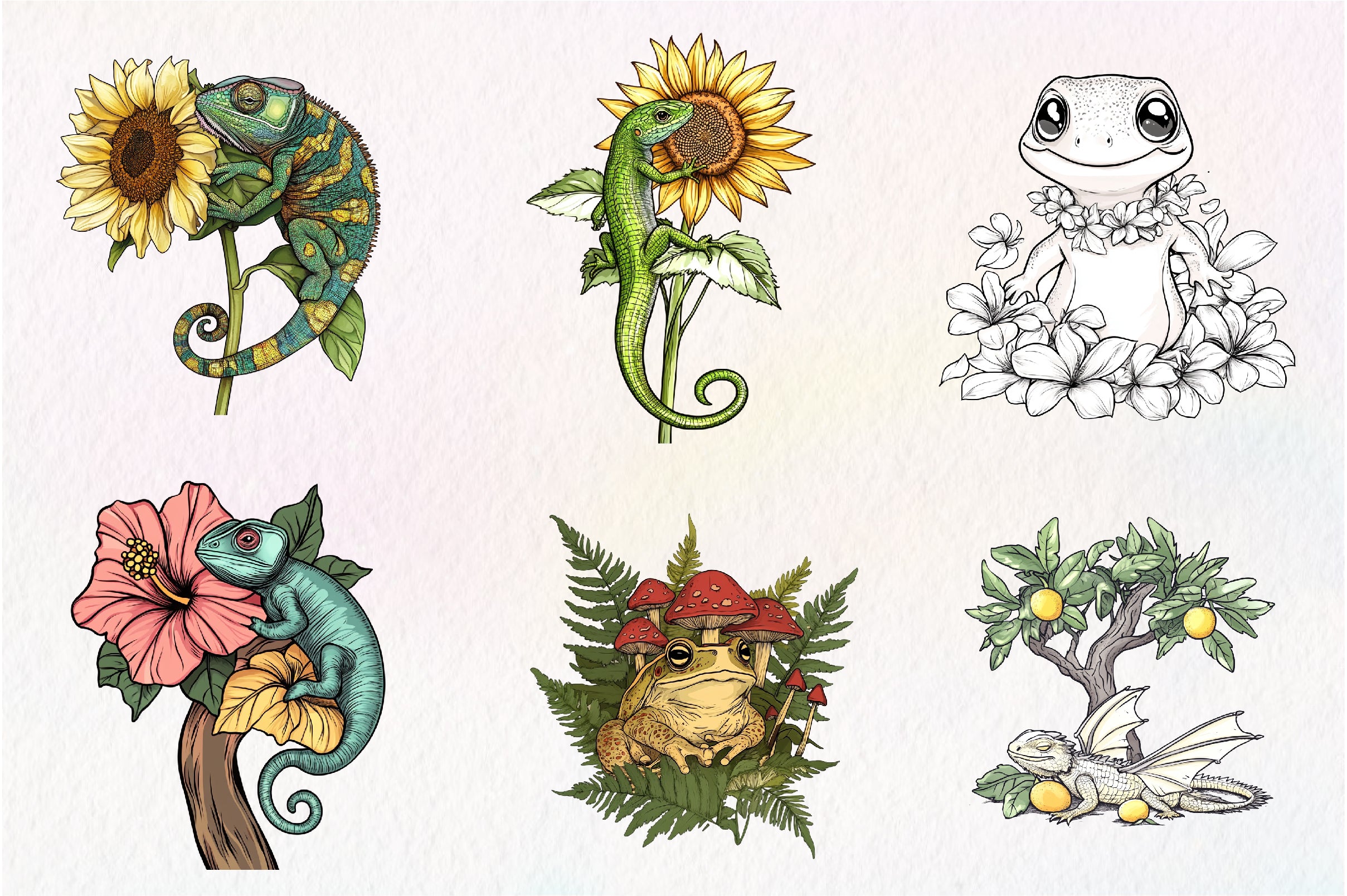 Botanical Summer Amphibians & Reptiles Clipart Bundle - CraftNest - Digital Crafting and Art