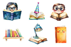 Cartoonish Reading Books Clipart Bundle - CraftNest - Digital Crafting and Art