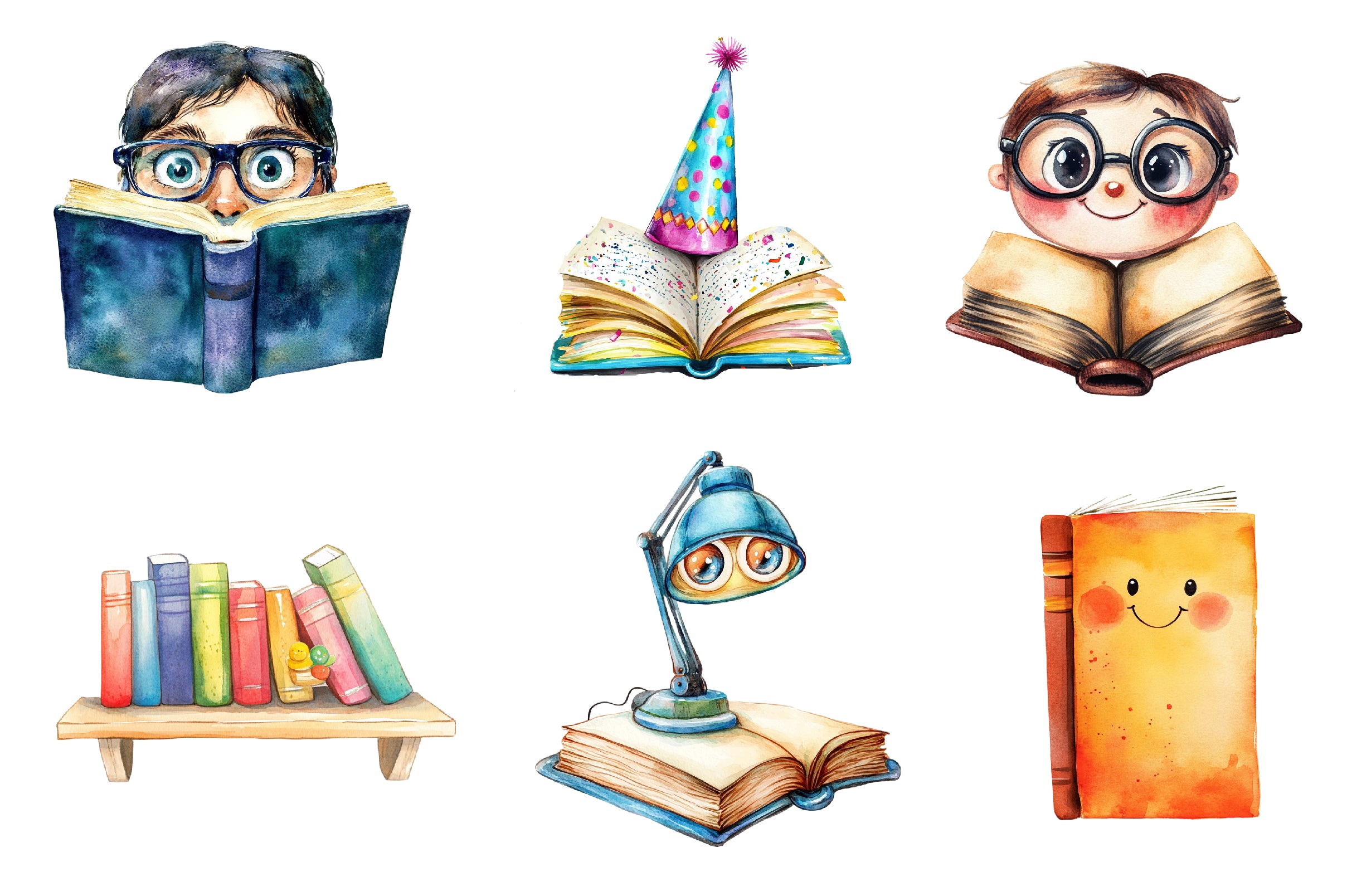 Cartoonish Reading Books Clipart Bundle - CraftNest - Digital Crafting and Art