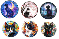 Round Stained Glass Tuxedo Cat Clipart Bundle - CraftNest - Digital Crafting and Art