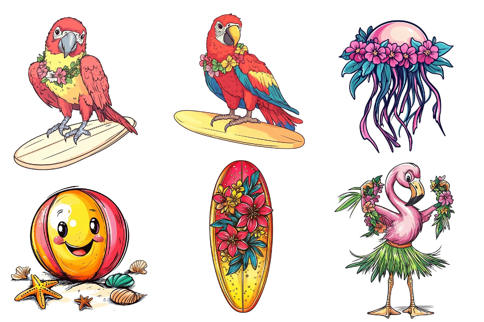 Cute Hawaiian Summer Clipart Bundle - CraftNest - Digital Crafting and Art