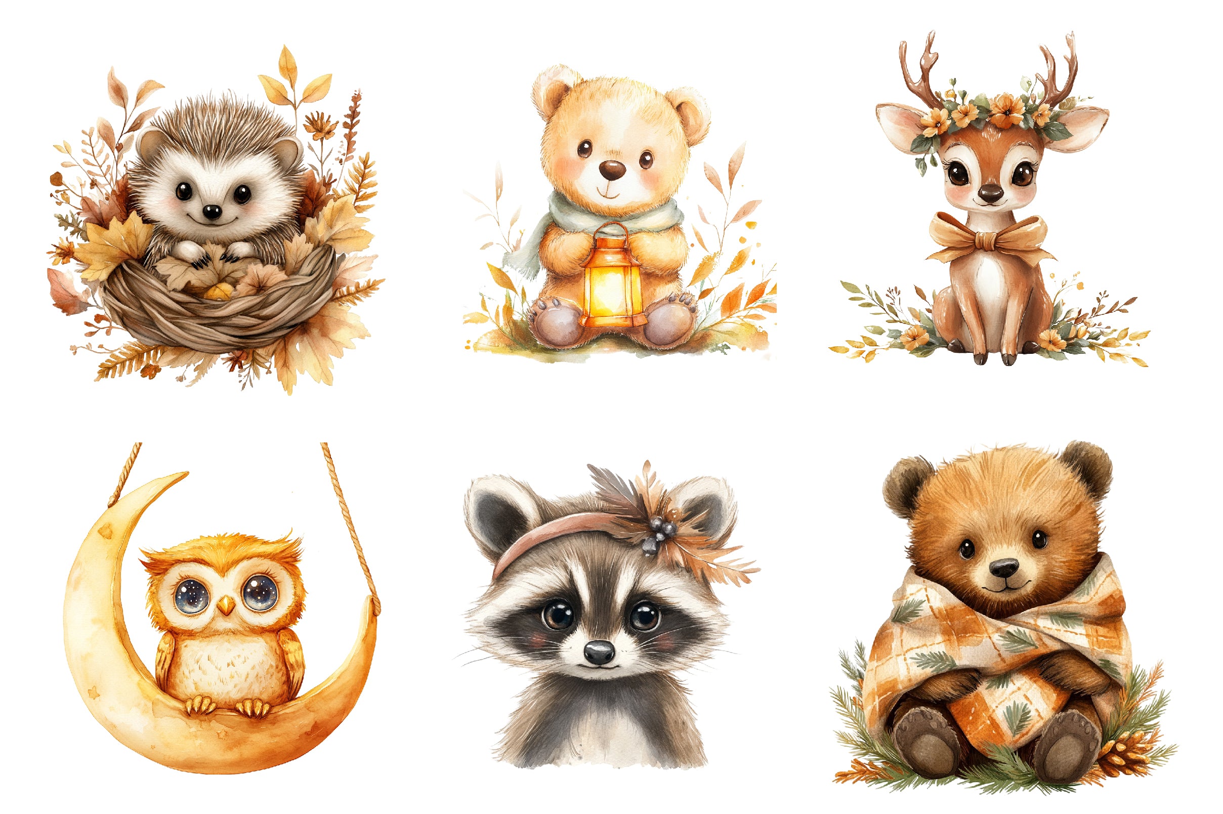 Boho Woodland Animals Cute Animals Clipart Bundle - CraftNest - Digital Crafting and Art