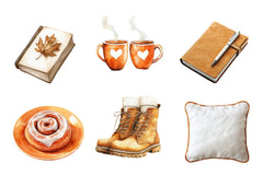 Cozy Caramel & White Fall Clipart Bundle - CraftNest - Digital Crafting and Art