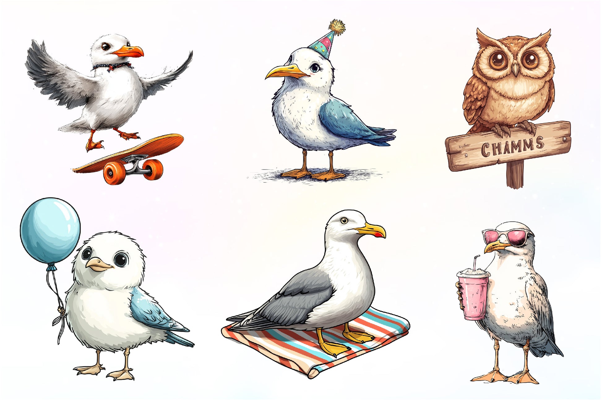Cute Seagull Clipart Bundle - CraftNest - Digital Crafting and Art