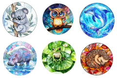 Round Stained Glass Of Baby Animals Clipart Bundle - CraftNest - Digital Crafting and Art
