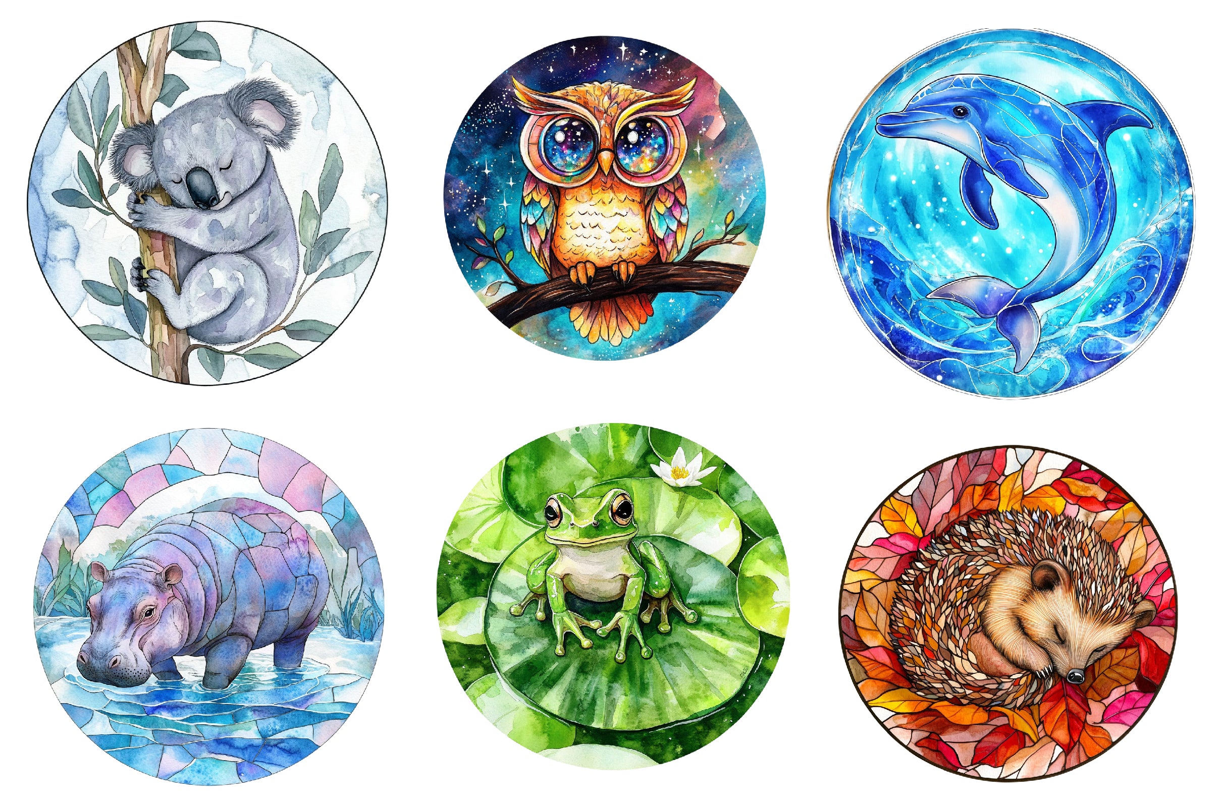 Round Stained Glass Of Baby Animals Clipart Bundle - CraftNest - Digital Crafting and Art