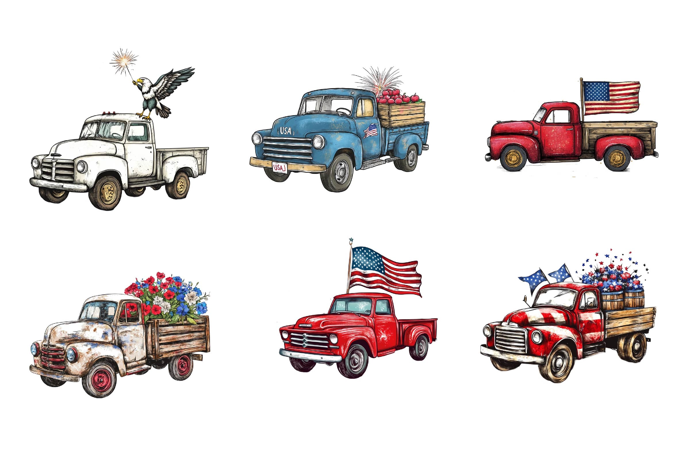 Rustic 4th Of July Truck Clipart Bundle - CraftNest - Digital Crafting and Art
