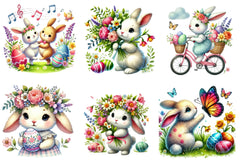 Easter Cute Bunny Clipart Bundle - CraftNest - Digital Crafting and Art