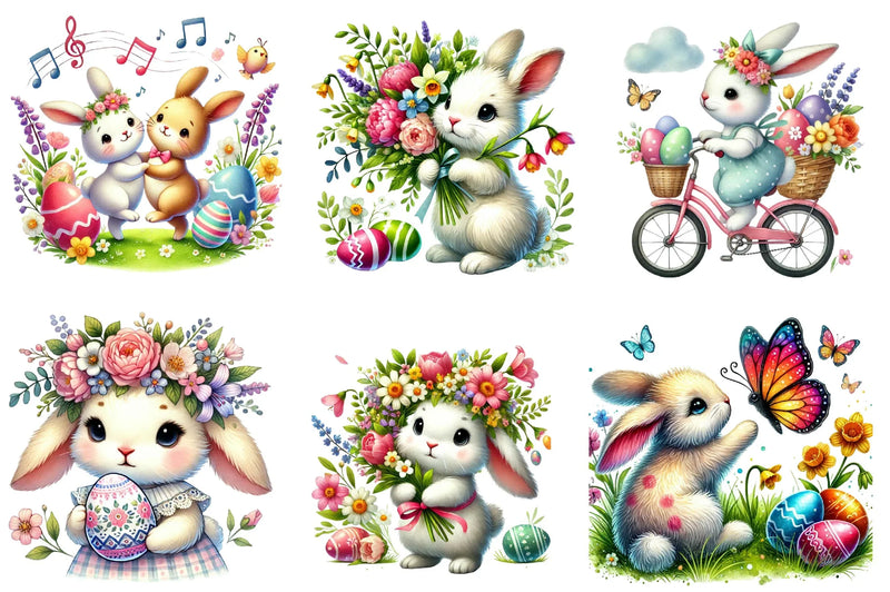 Easter Cute Bunny Clipart Bundle - CraftNest - Digital Crafting and Art