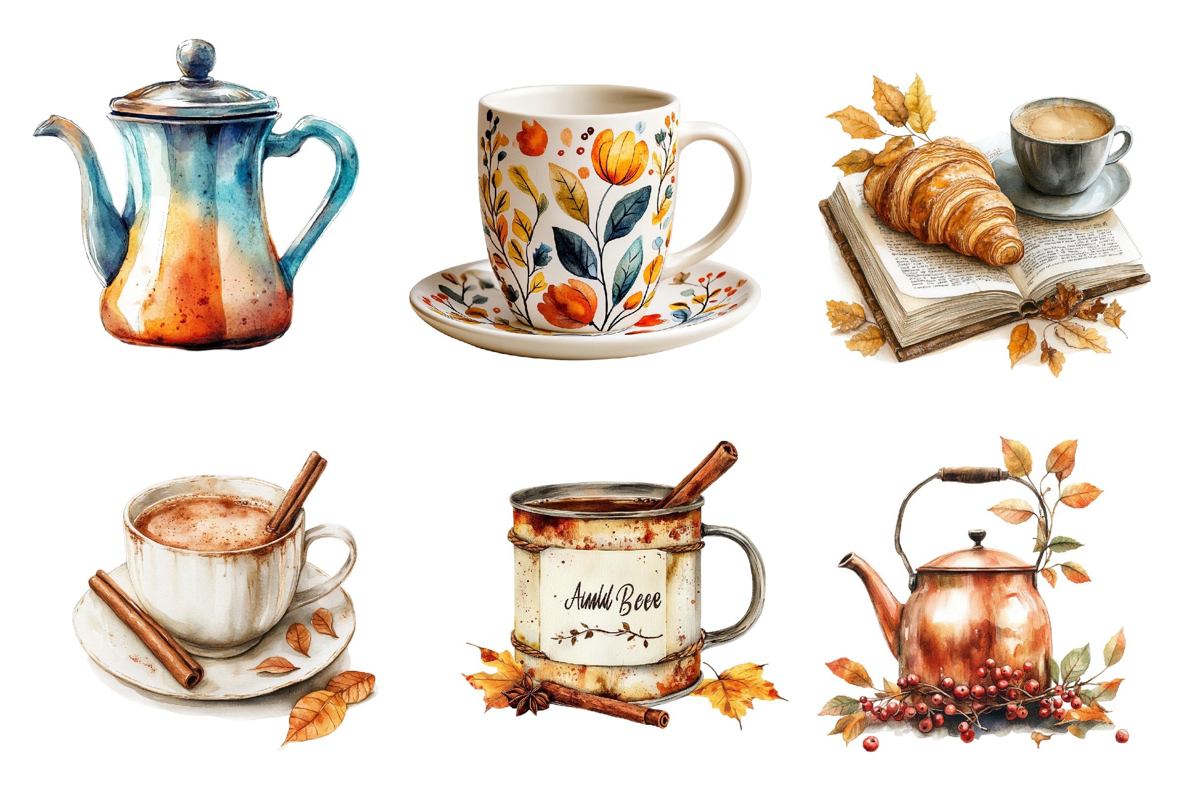 Vintage Autumn Coffee Clipart Bundle - CraftNest - Digital Crafting and Art