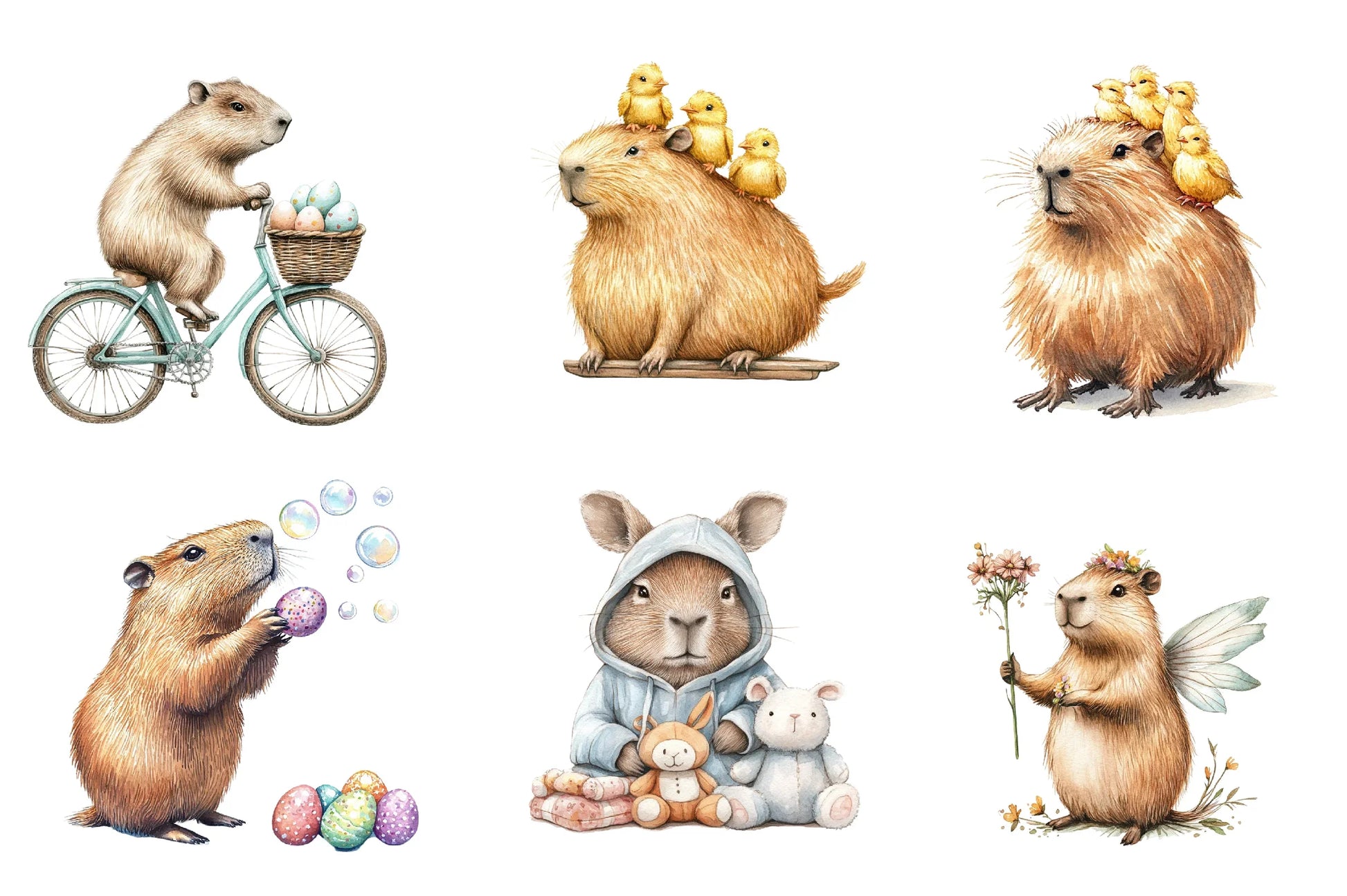 Hoppy Easter Capybaras Clipart Bundle - CraftNest - Digital Crafting and Art