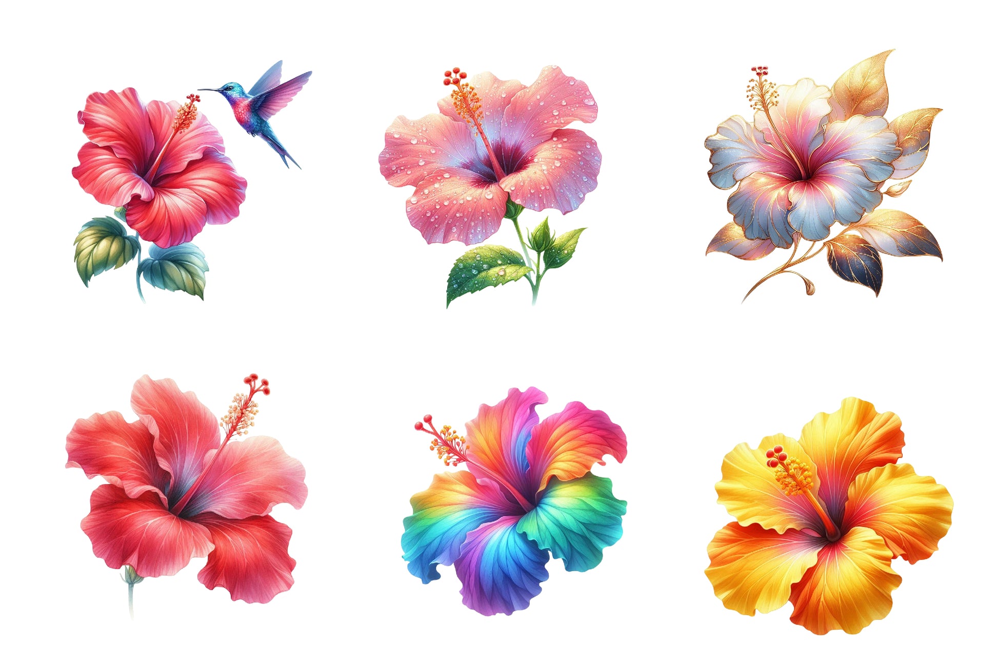 Hibiscus Flowers Clipart Bundle - CraftNest - Digital Crafting and Art