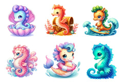 Summer Sea Horse Clipart Bundle - CraftNest - Digital Crafting and Art