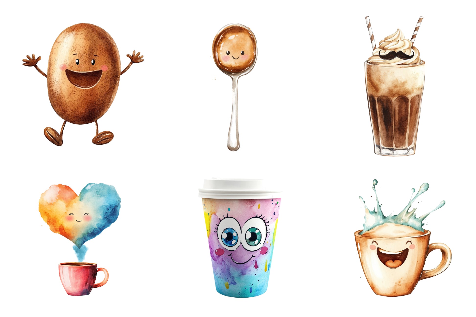 Cartoonish Coffee Collection Clipart Bundle - CraftNest - Digital Crafting and Art
