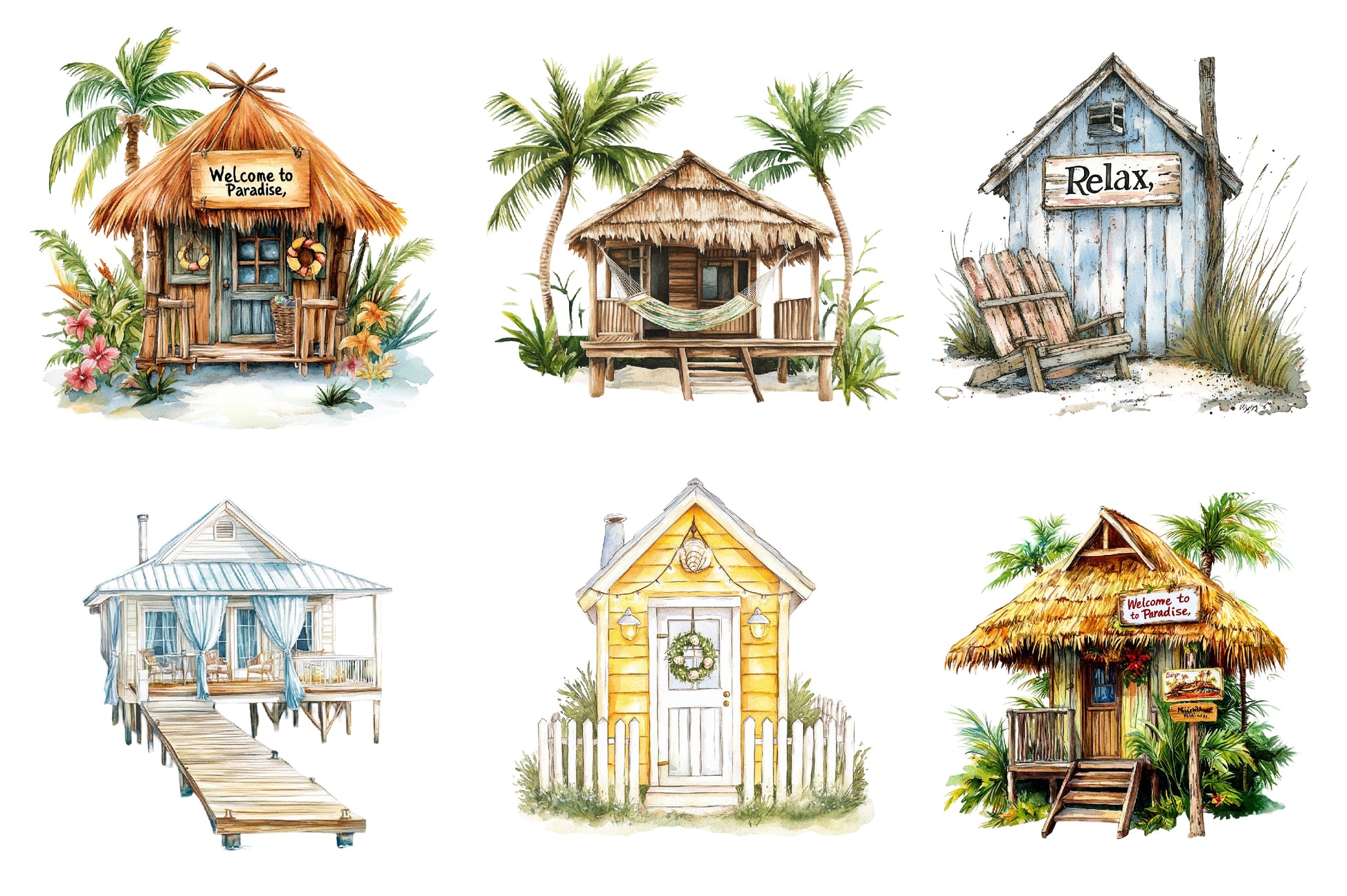 Summer Cozy Beach Hut Clipart Bundle - CraftNest - Digital Crafting and Art