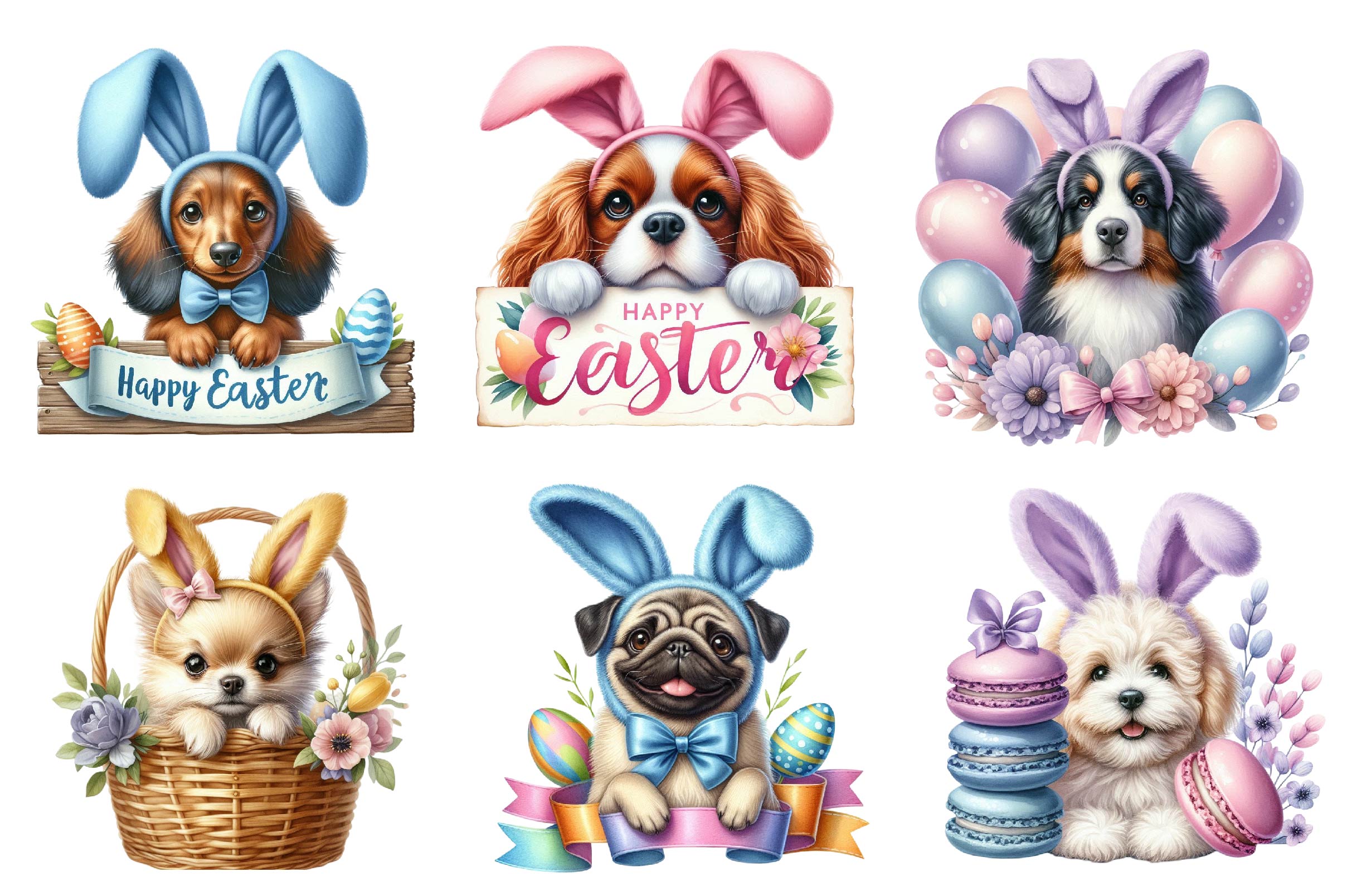 Easter Bunny Costume Peeking Dog Clipart Bundle - CraftNest - Digital Crafting and Art