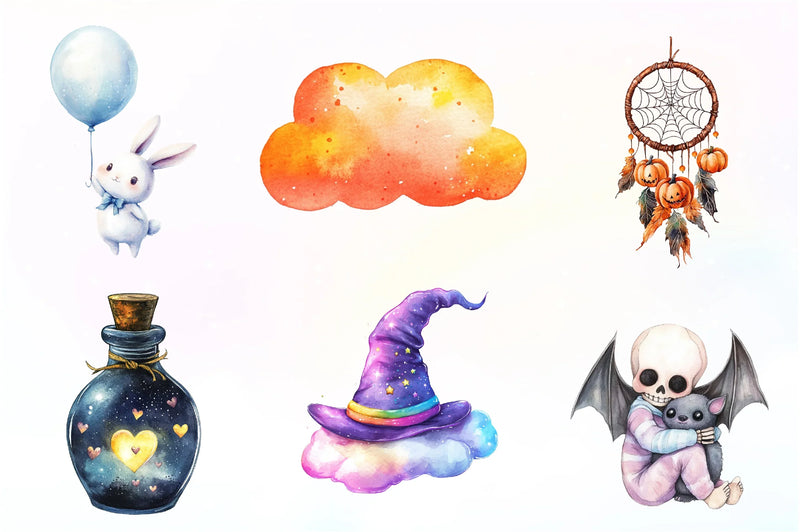 Dreamy Cute Halloween Clipart Bundle - CraftNest - Digital Crafting and Art