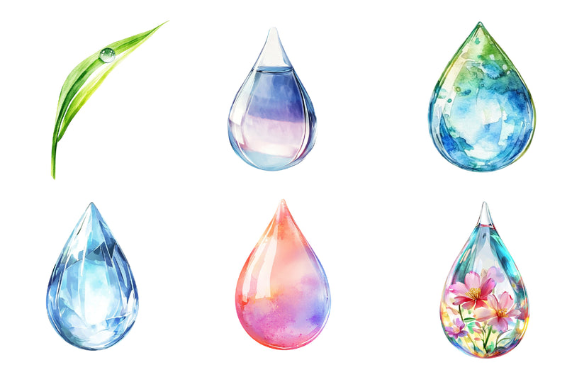 Spring Water Droplets Clipart Bundle - CraftNest - Digital Crafting and Art