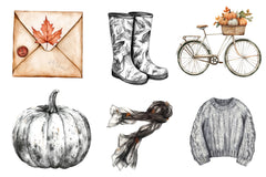 Black & White Autumn Clipart Bundle - CraftNest - Digital Crafting and Art