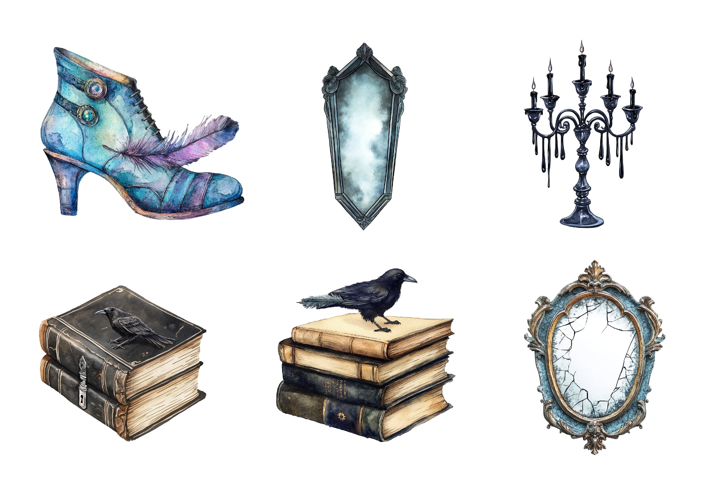 Antique Gothic Halloween Set Clipart Bundle - CraftNest - Digital Crafting and Art