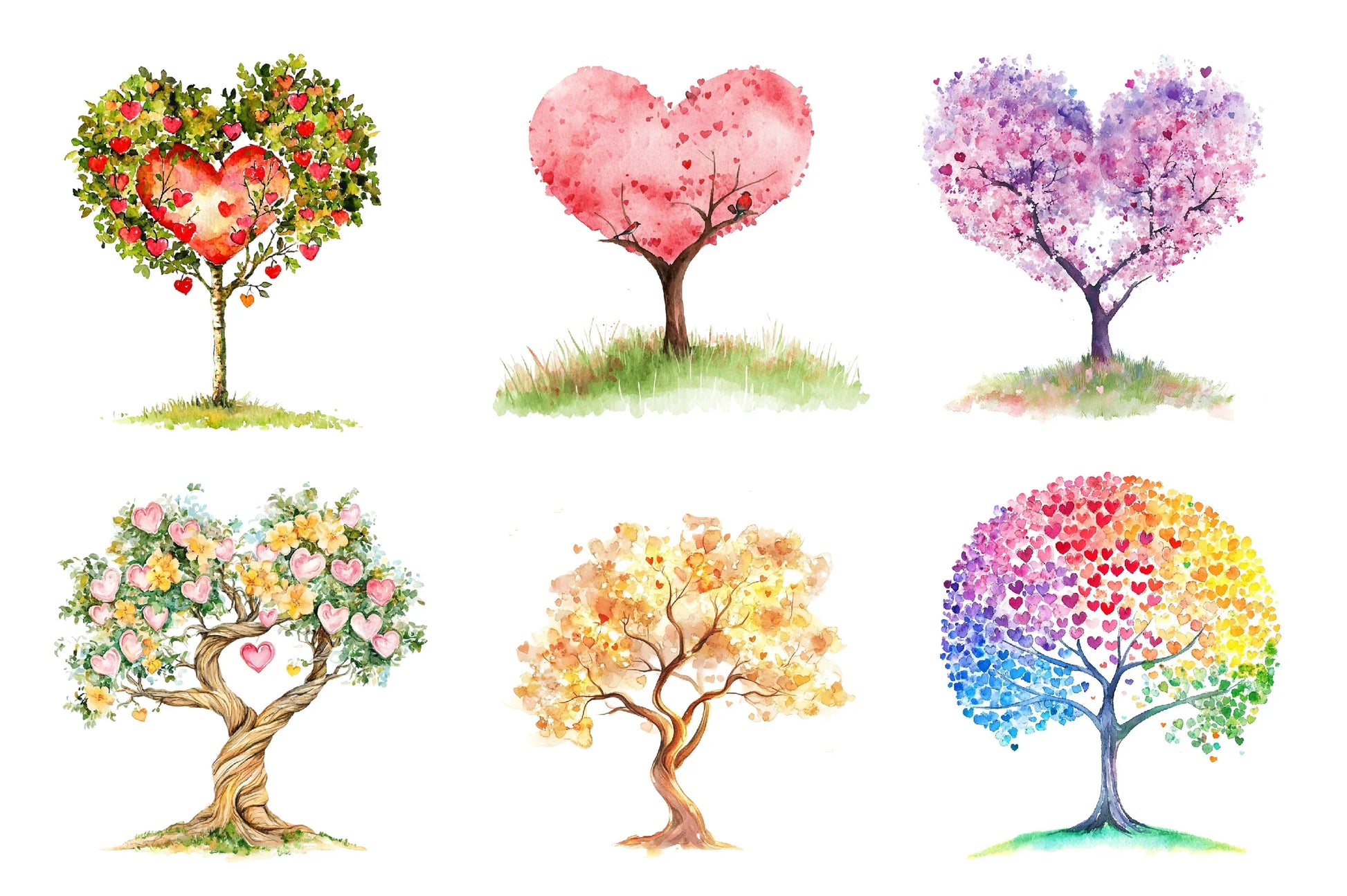 Spring Hearts Tree Clipart Bundle - CraftNest - Digital Crafting and Art