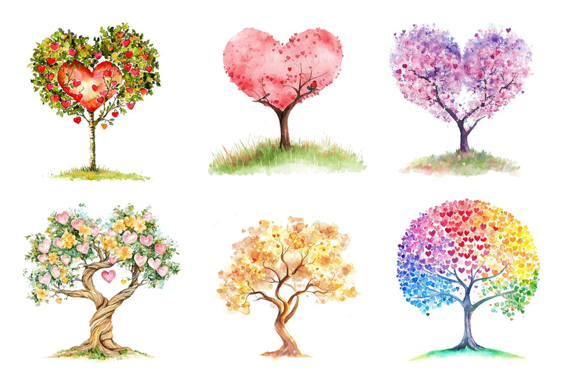 Spring Hearts Tree Clipart Bundle - CraftNest - Digital Crafting and Art