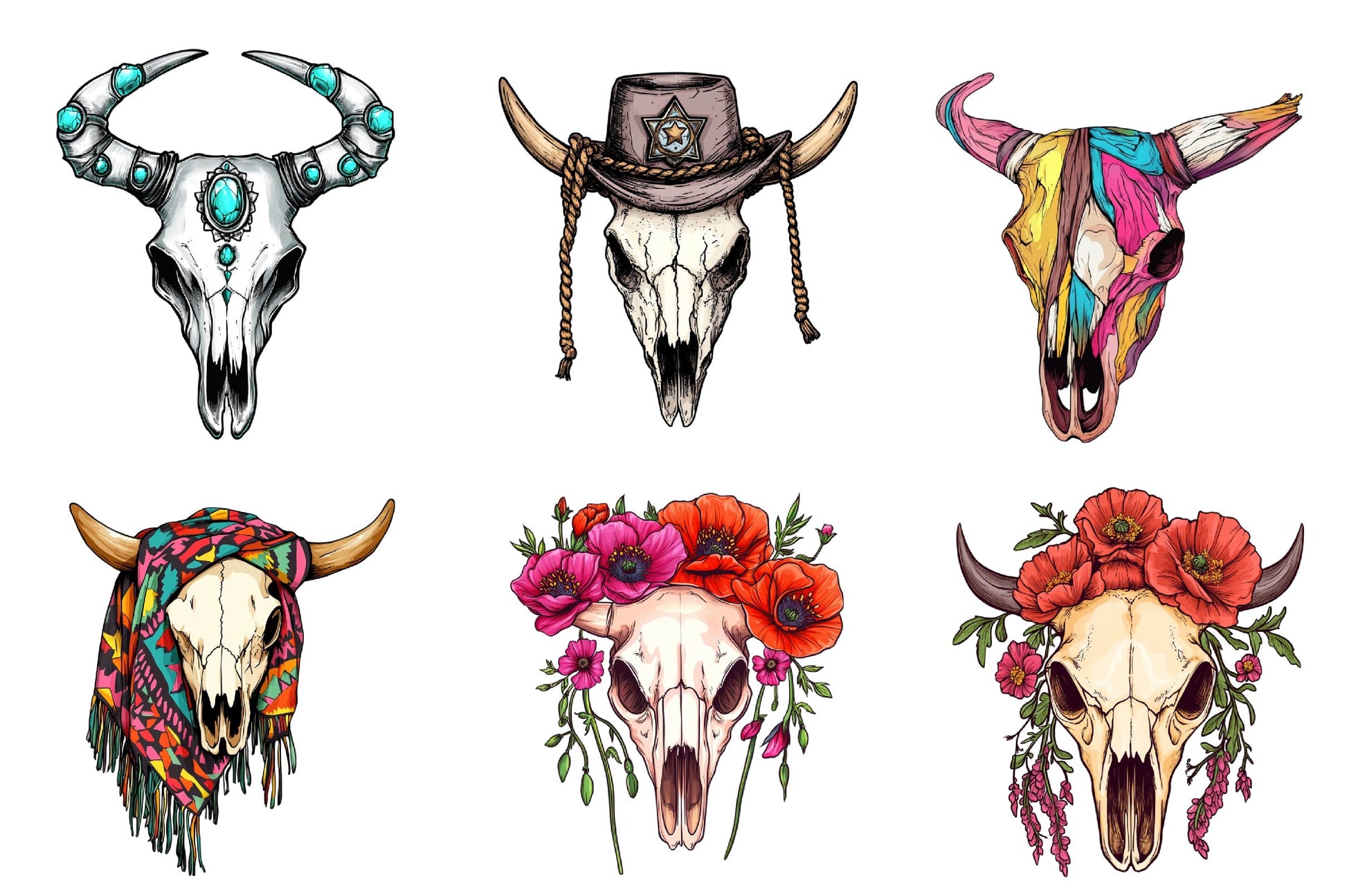 Western Cow Skull Clipart Bundle - CraftNest - Digital Crafting and Art