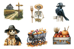 Antique Farming In Halloween Clipart Bundle - CraftNest - Digital Crafting and Art