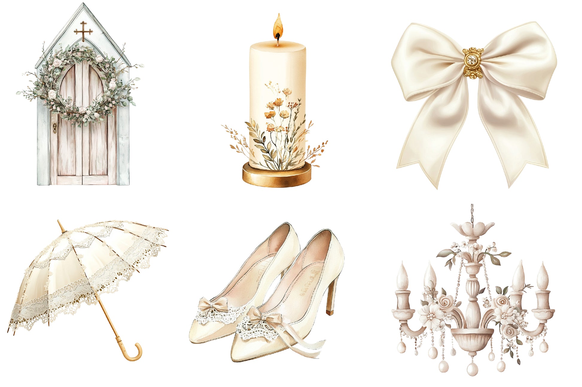 Antique Ivory Wedding Clipart Bundle - CraftNest - Digital Crafting and Art
