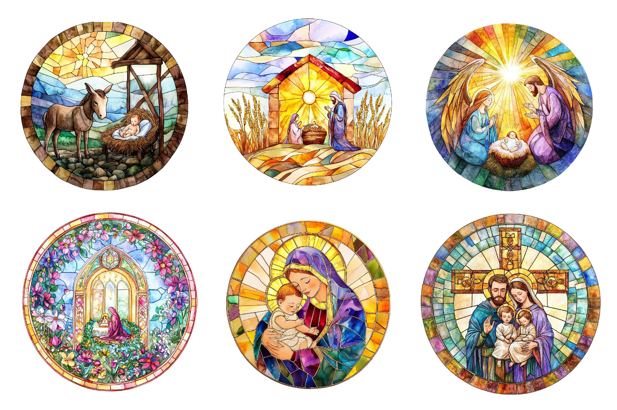 Round Stained Glass Nativity Clipart Bundle - CraftNest - Digital Crafting and Art
